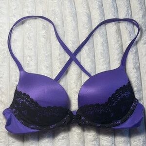 Victoria’s Secret Purple with Black Lace Very Sexy Push Up Bra